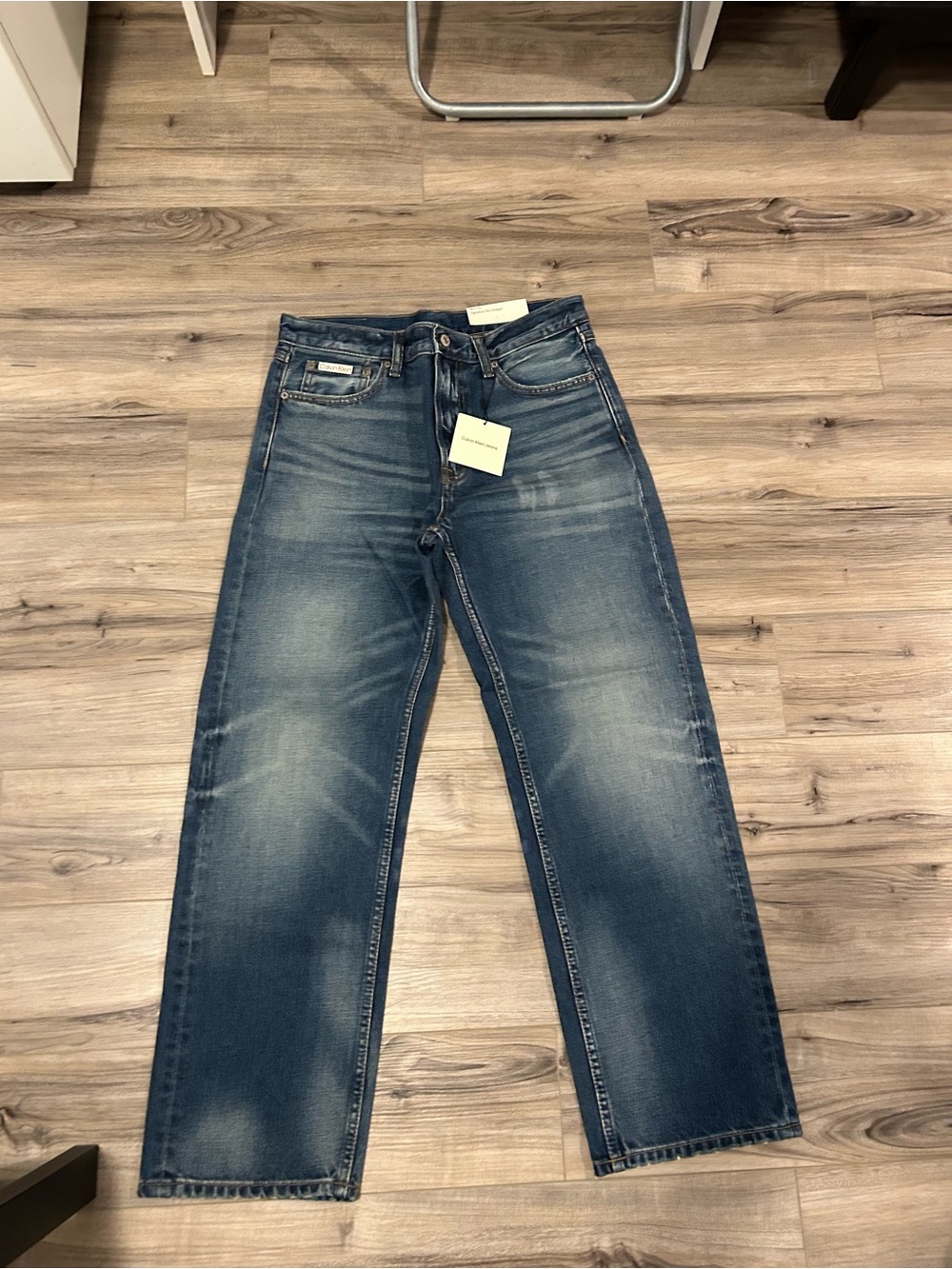 Calvin Klein Jeans Men’s Faded Blue Straight Jeans